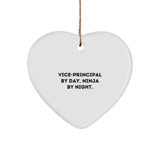 Vice-Principal By Day, Ninja By Night, Heart Ornament Gifts for Vice-Principal from Friends, Funny Christmas Unique Gifts - Image 1