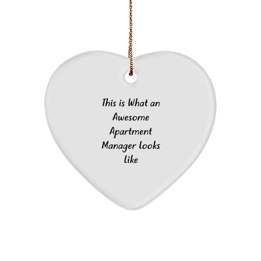 Funny Apartment Manager Gifts from Men, Awesome Heart Ornament for Christmas Unique Gifts, This Is What An Awesome Apartment Manager Looks Like - Image 1