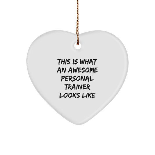 Funny Personal Trainer Christmas Unique Gifts from Friends to Awesome Personal Trainers, Heart Ornament, Inspirational Quote - Image 1
