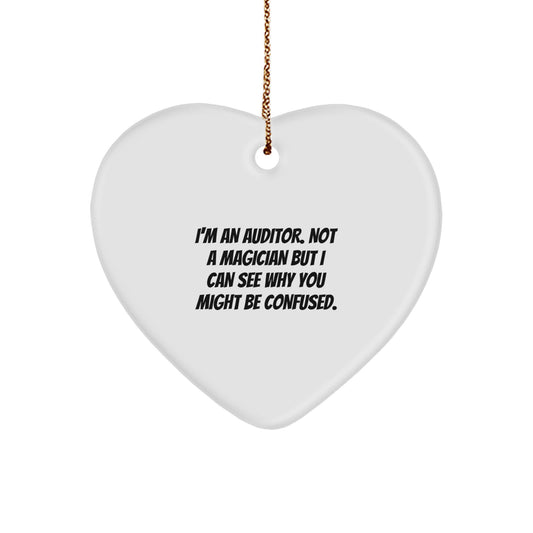 Funny Auditor Christmas Unique Gifts from Family - Heart Ornament with Quote 'I'm An Auditor' - Image 1