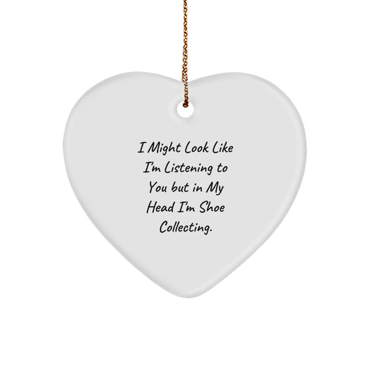 Funny Shoe Collecting Heart Ornament Gifts from Friends, Family, or Loved Ones, Christmas Unique Gifts for Shoe Collecting Enthusiasts, I 'm Shoe Collecting - Image 1