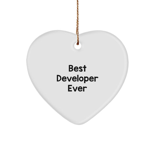 Funny Best Developer Ever Heart Ornament, Gifts from Family to Developer, Unique Christmas Unique Gift for Developers, Best Developer Gifts Ever, Developer Heart Ornament - Image 1