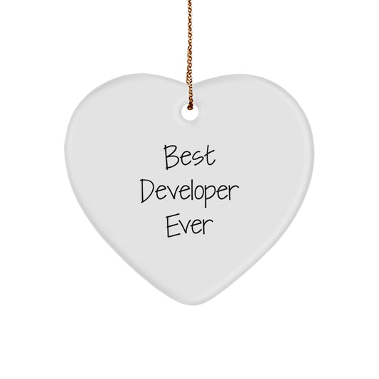 Funny Developer Gifts from Best Developer Ever - Heart Ornament for Christmas Unique Gifts for Men, Women, Coworkers, Family - Image 1