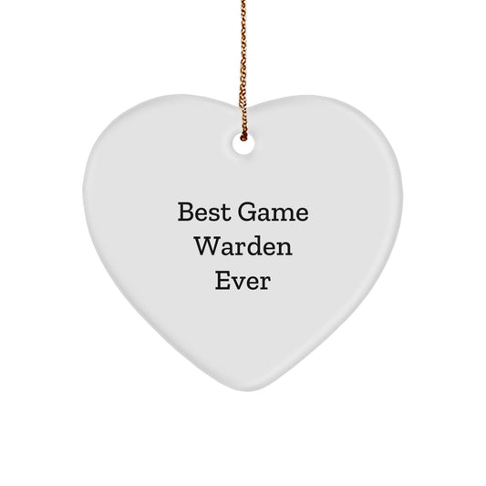 Best Game Warden Ever Heart Ornament, Funny Gifts from Friends for Game Wardens, Christmas Unique Gifts - Image 1