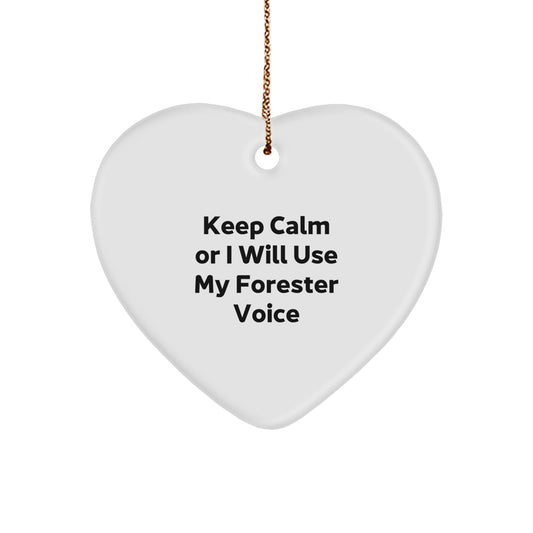 Funny Forester Christmas Heart Ornament Gifts from Friends and Family, Cute Forester Voice Quotes Heart Shaped Decorations for Men Women Coworkers - Image 1