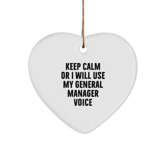 Funny General Manager Gifts from Men to Women - Heart Ornament for Christmas Unique Presents - Image 1