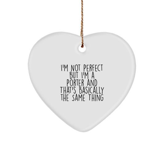 Funny Porter Heart Ornament, Gifts from Men, Women, or Friends for Porter, Christmas Unique Gifts - Image 1