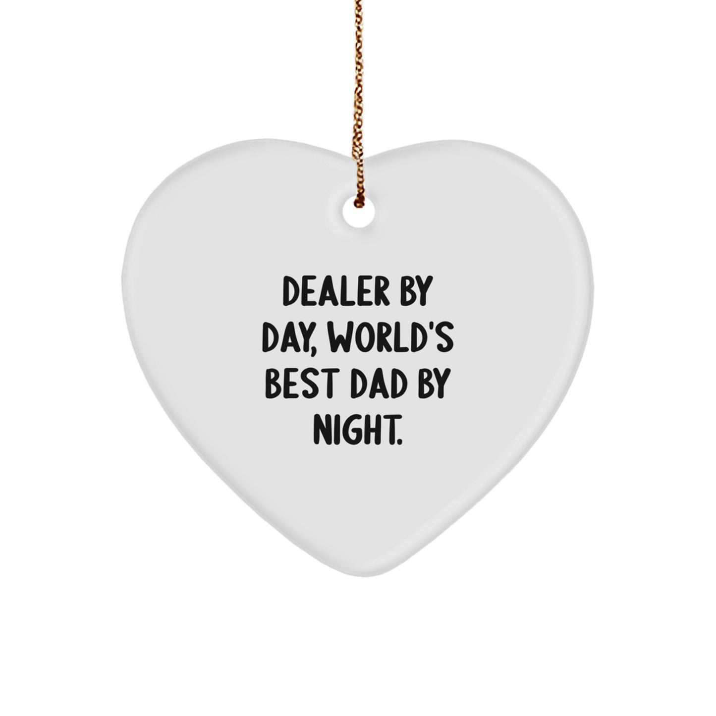 Funny Dealer Gifts from Men for Dealer, World's Best Dad Heart Ornament, Christmas Unique Gifts - Image 1