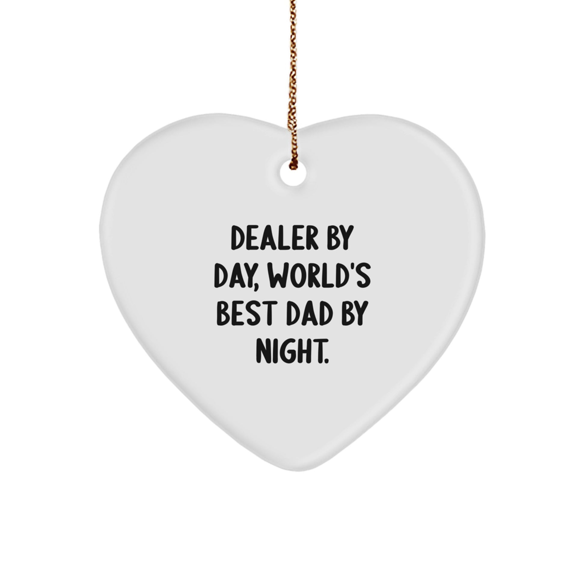 Funny Dealer Gifts from Men for Dealer, World's Best Dad Heart Ornament, Christmas Unique Gifts - Image 1