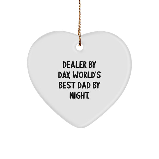Funny Dealer Gifts from Men for Dealer, World's Best Dad Heart Ornament, Christmas Unique Gifts - Image 1