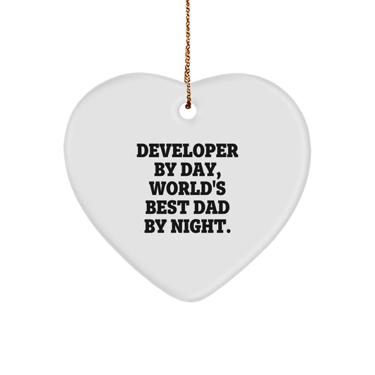 Unique Developer Gifts from Men Christmas Heart Ornament - Image 1