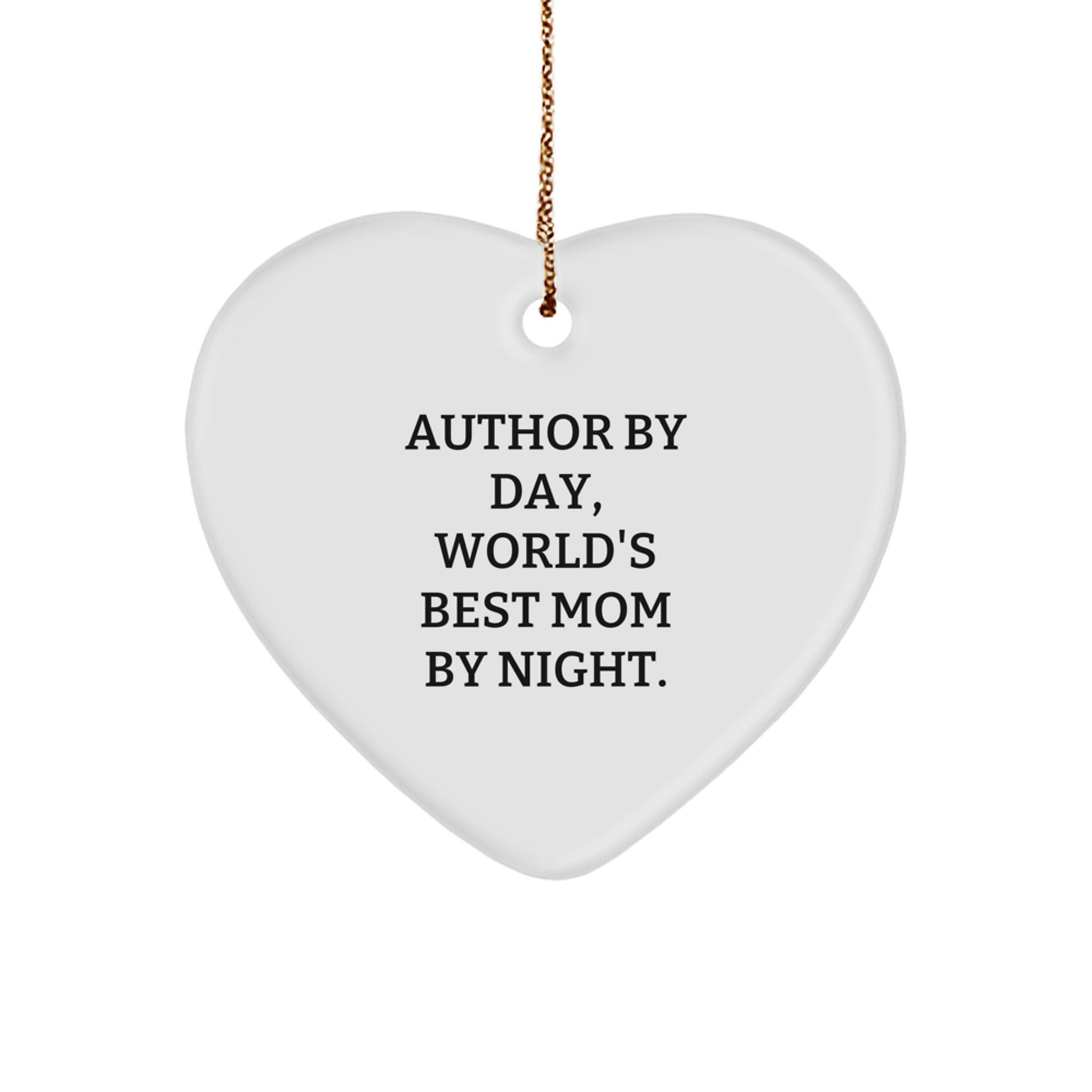 Funny Author Heart Ornament Gifts from Mom, for Author, World's Best Author Mom at Christmas Unique Gifts - Image 1