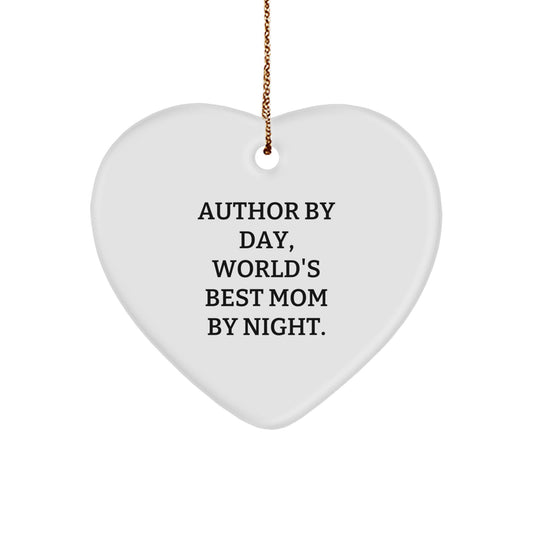 Funny Author Heart Ornament Gifts from Mom, for Author, World's Best Author Mom at Christmas Unique Gifts - Image 1