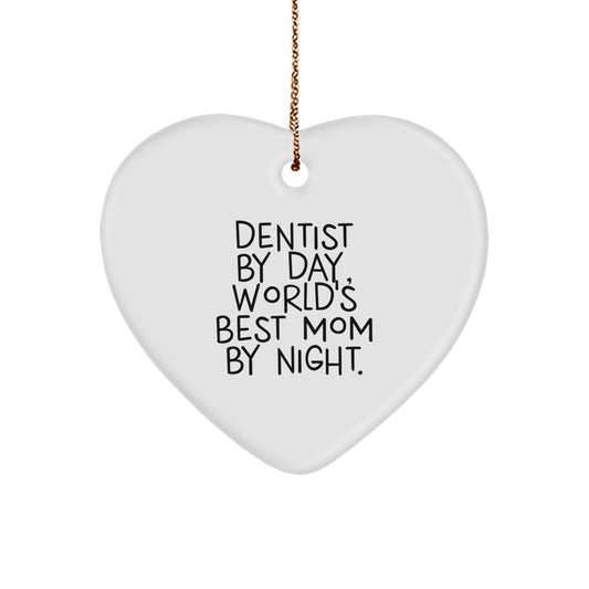 Funny Dentist Gifts - World's Best Mom Heart Ornament for Dentist Friends, Coworkers, and Family - Christmas Unique Gifts from Mom to Dentist - Image 1