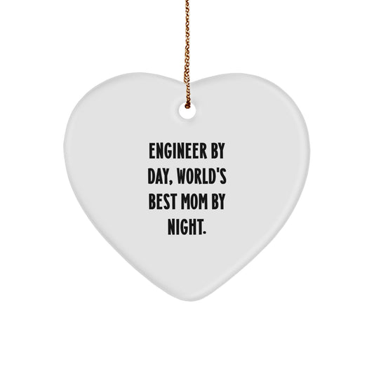 Funny Engineer Heart Ornament Gifts from Mom, Perfect for Engineer By Day Dad or Loved One, Christmas Unique Gifts - Image 1