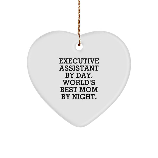 Executive Assistant Gifts from Men - Funny Heart Ornament for Christmas Unique Gifts, Gifts for Executive Assistant By Day, World's Best Mom By Night. - Image 1