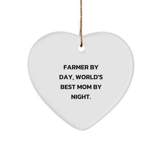 Funny 'Farmer By Day, World's Best Mom By Night.' Gifts from Mom to Farmer - Christmas Unique Gifts for Farmer - Image 1