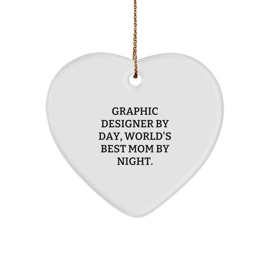 Gifts from Family to Graphic Designer, Funny Heart Ornament, Christmas Unique Gifts for Graphic Designers, Heart Shaped Decorations - Image 1