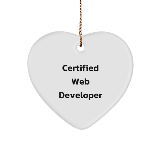 Web Developer Funny Quotes Gifts from Friends for Web Developer, Heart Ornament for Christmas - Image 1