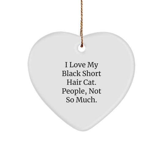 Funny Black Short Hair Cat Gifts from Friends to Black Short Hair Cat Enthusiasts, Cute Heart Ornament for Christmas Unique Gifts - Image 1
