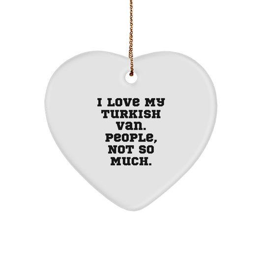 Turkish Van Cat Heart Ornament Funny Gift for Cat Lovers from Friends and Family at Christmas - Heart Shaped Cat Lover Gift - Image 1