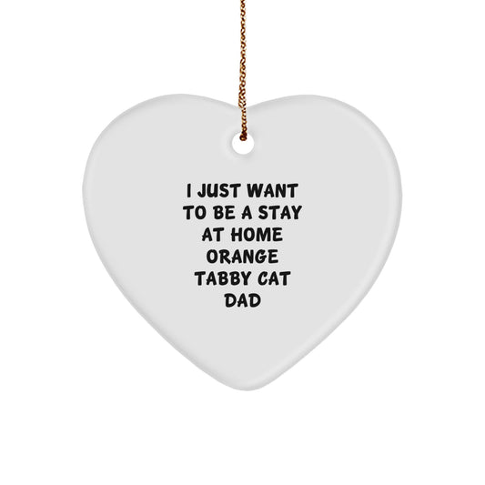 Orange Tabby Cat Dad Gifts from Family, Heart Shaped Ornament for Orange Tabby Cat Enthusiasts, Funny Christmas Unique Gifts - Image 1