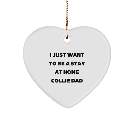 Funny Collie Dog Dad Gifts for Men Christmas Unique Heart Ornament from Sons, Daughters, Friends, Family - Image 1