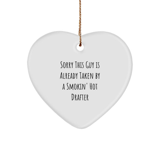 Funny Drafter Gifts for Men Christmas Heart Ornament from Friends and Family - Image 1