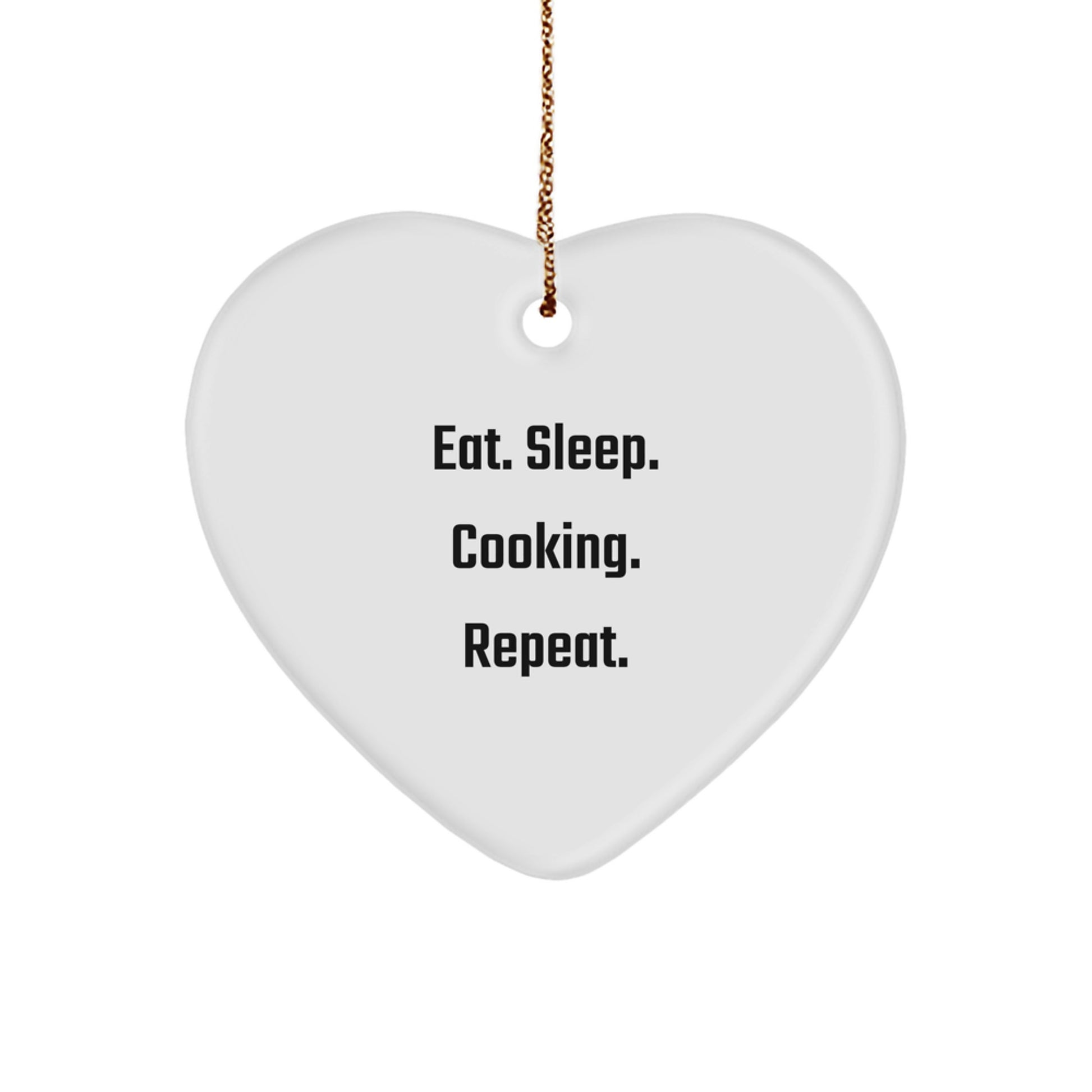 Funny Cooking Gifts from Men to Family Members, Heart Ornament Eat. Sleep. Cooking. Repeat., Christmas Unique Gifts for Cooking Enthusiasts - Image 1