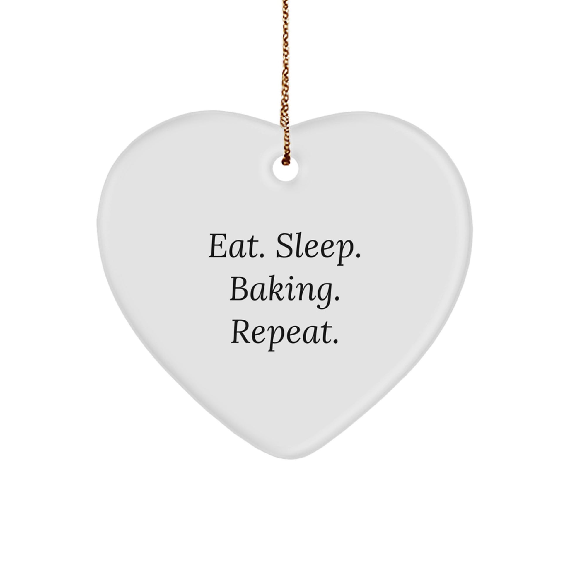 Baking Heart Ornament Gifts for Sisters, Funny 'Eat. Sleep. Baking. Repeat.' Christmas Unique Gifts from Friends - Image 1