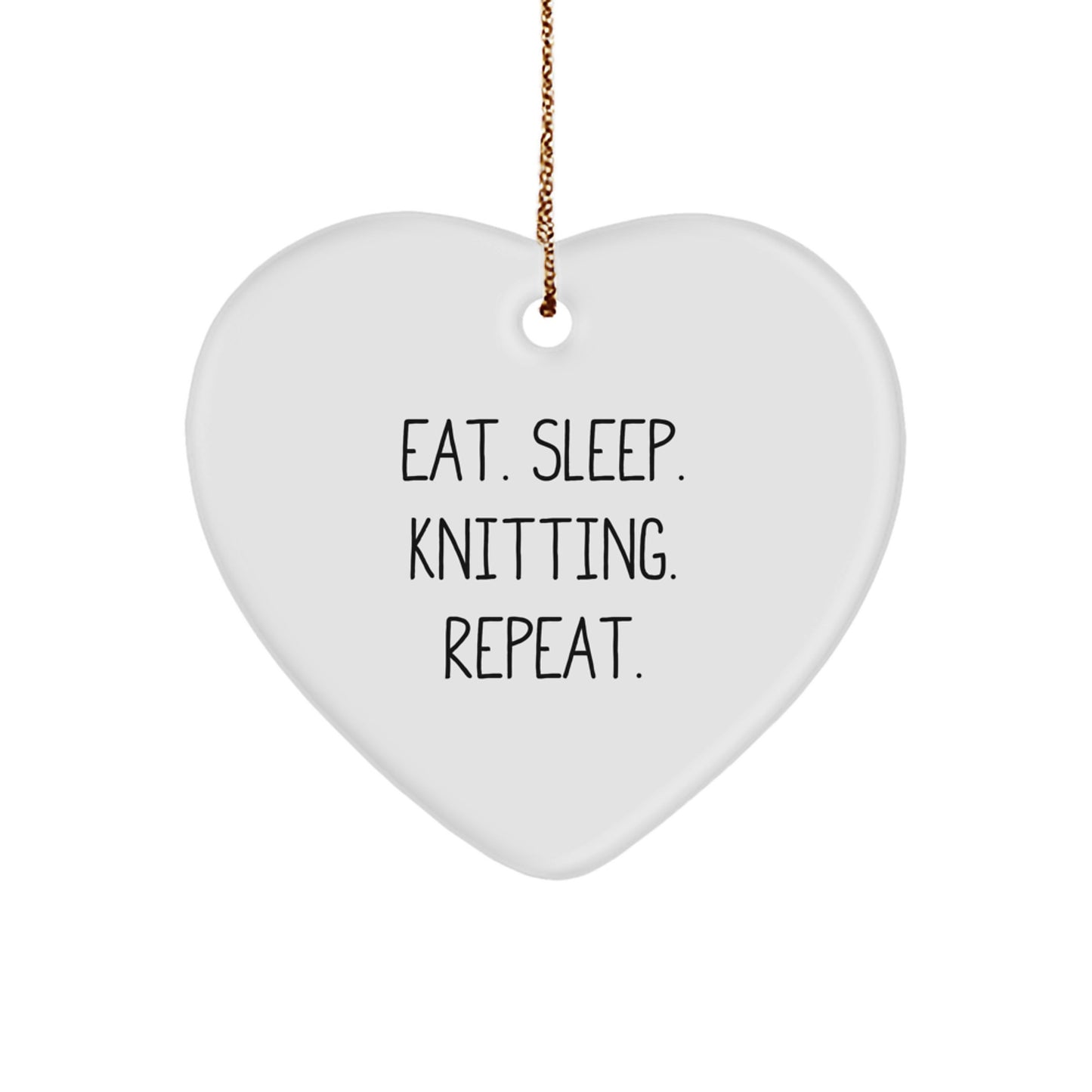 Knitting Enthusiasts' Delight, Funny Quote Gifts from Family, Friends, or Coworkers for Knitting Lovers, Heart Ornament for Christmas - Image 1