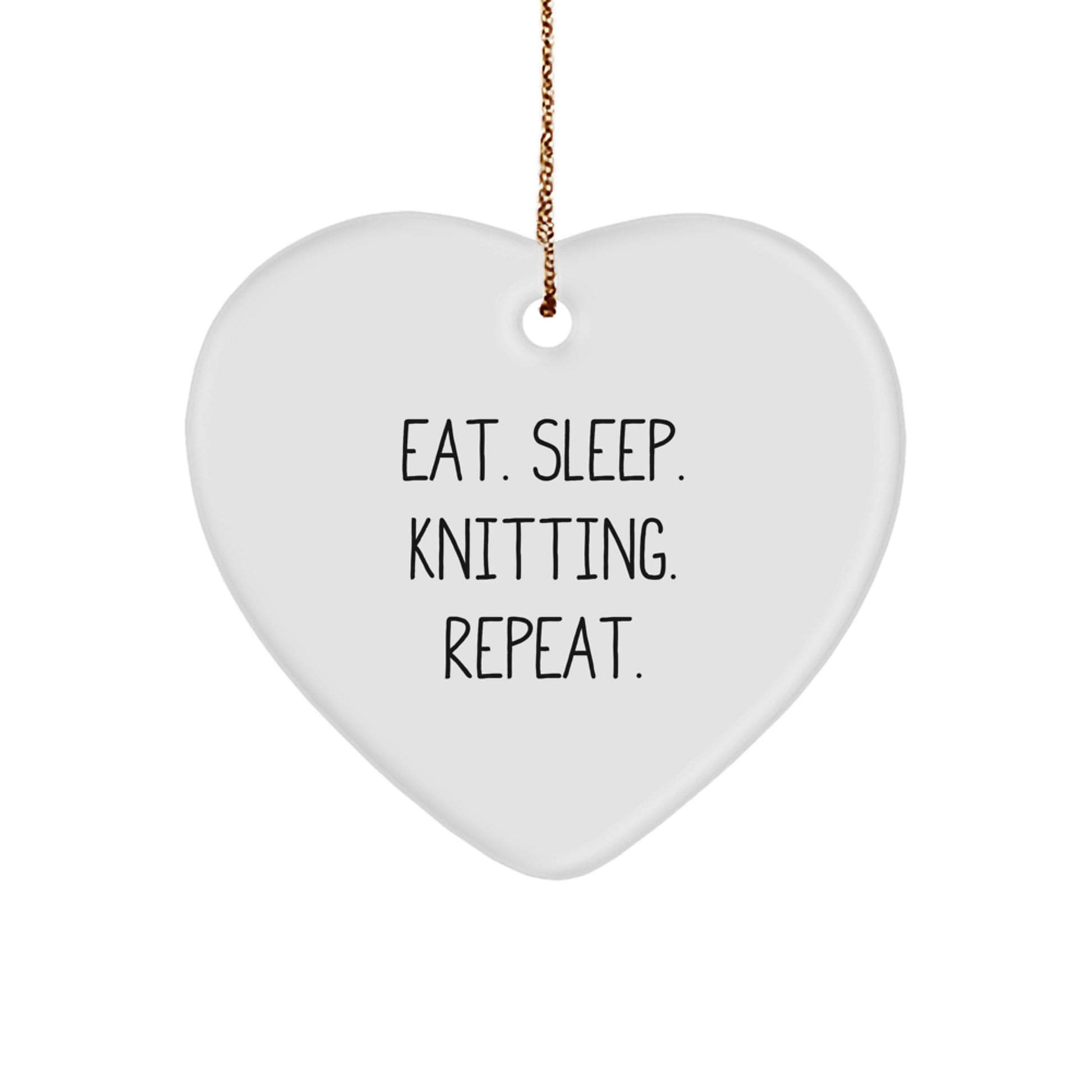Knitting Enthusiasts' Delight, Funny Quote Gifts from Family, Friends, or Coworkers for Knitting Lovers, Heart Ornament for Christmas - Image 1