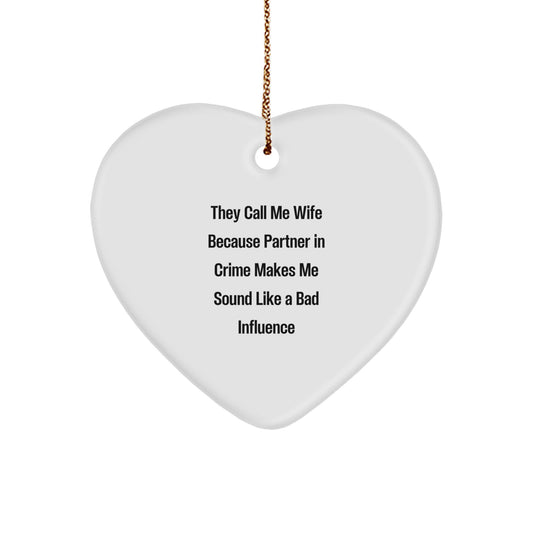 Funny Heart Ornaments for Wife Gifts from Husband, Partner in Crime Christmas Unique Gifts - Image 1