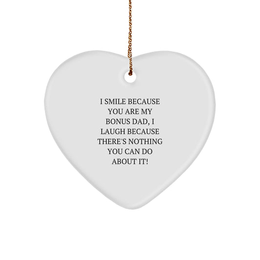 Funny Bonus Dad Heart Ornament, Christmas Unique Gifts, Gifts for Men, Gifts from Family - Image 1