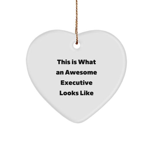 Executive Heart Ornaments for Christmas, Funny Quote Gifts for Executive Friends, Men, Women, Coworkers, Family - Unique Executive Office Decor - Image 1