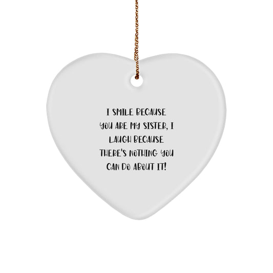 Funny Sister Heart Ornament Gifts from Family for Sister - Sister Love Heart Shaped Christmas Unique Gifts - Image 1