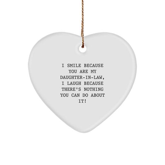 Gifts from Men to Daughters-in-law, Funny Daughter-in-law Heart Ornament, Merry Christmas Unique Gifts - Image 1