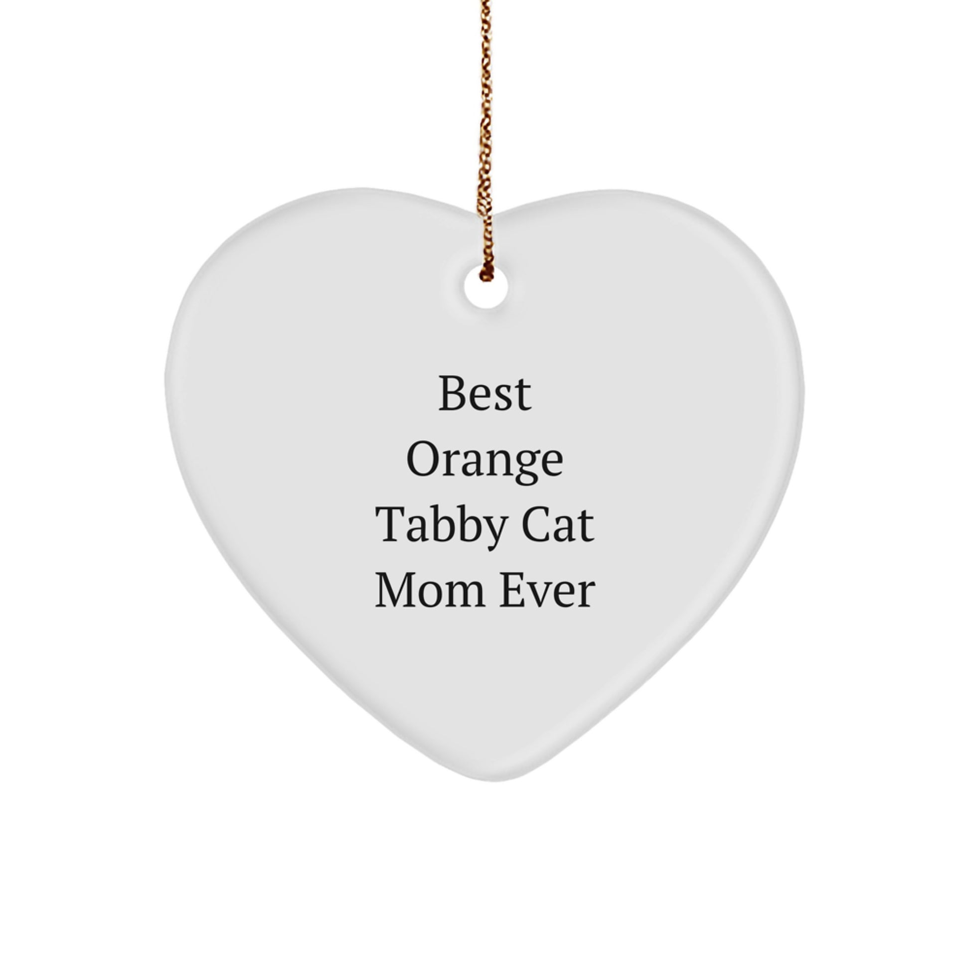 Funny Orange Tabby Cat Mom Gifts from Family to Friends Christmas Heart Ornament - Image 1