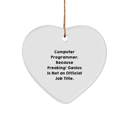 Funny Computer Programmer Heart Ornament Gifts from Friends for Men, Cute Heart Shaped Decor for Christmas Unique Gifts - Image 1