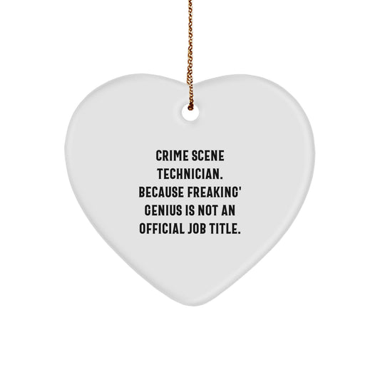 Funny Crime Scene Technician Heart Ornament Gifts from Friends for Christmas, Unique Crime Scene Technician Christmas Unique Gifts, Heart Shaped MDF Ornament - Image 1