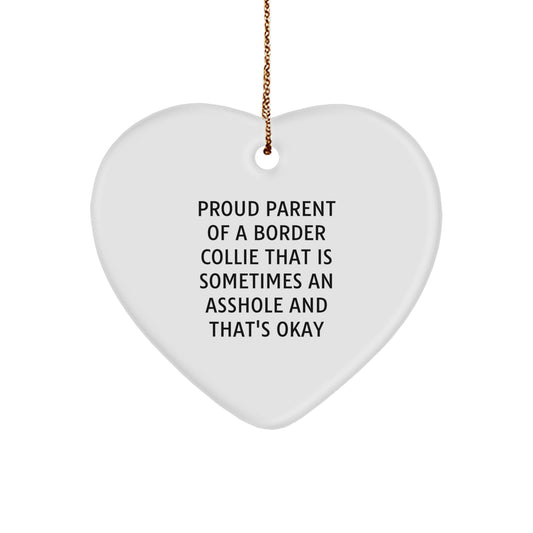 Funny Border Collie Dog Gifts, Christmas Unique Heart Ornaments for Proud Parents 'Sometimes An Asshole' Gifts from Men, Women, Friends, Coworkers, Family - Image 1