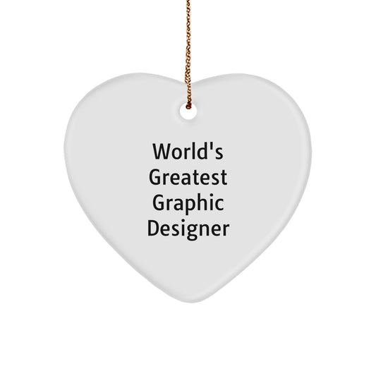 Funny Graphic Designer Gifts for Him, 'World's Greatest Graphic Designer' Heart Ornament, Gifts from Friends to Family, Christmas Unique Gifts - Image 1