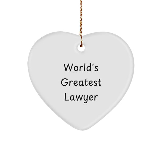Funny World's Greatest Lawyer Heart Ornament Gifts from Men to Lawyer Friends, Unique Christmas Lawyer Gift for Lawyer's Office - Image 1