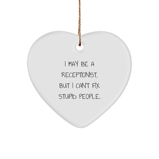 Funny Receptionist Heart Ornament Gifts from Friends, Family, Coworkers - Perfect for Christmas - Image 1