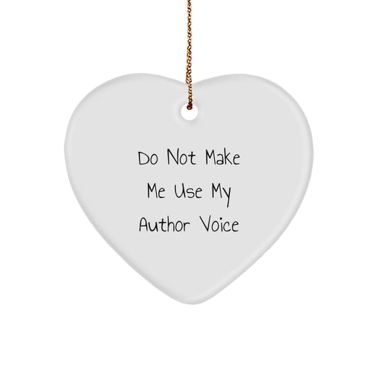 Author Keepsake Christmas Ornament for Him White Heart-Shaped Gift - Image 1