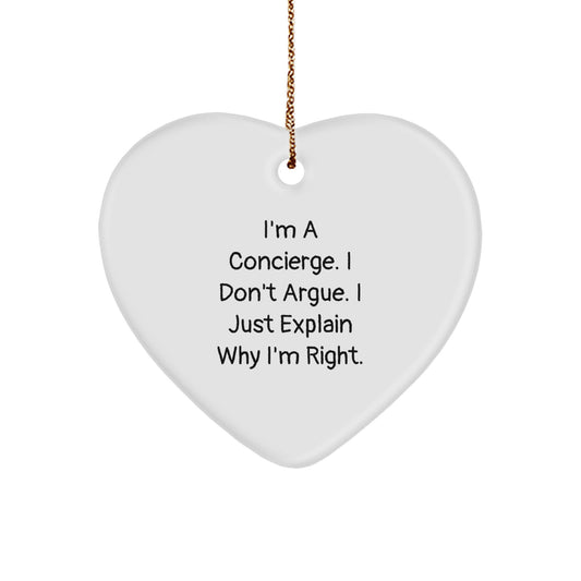 Funny Concierge Gifts from Men, Unique Heart Ornament with Inspirational Quote, Christmas Unique Gifts for Friends, Family, Coworkers - Image 1