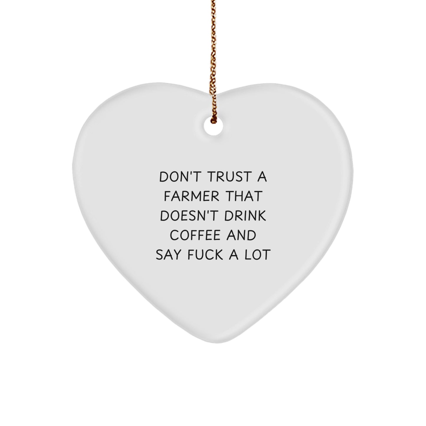 Funny Farmer Gifts, Heart Ornament for Women, Quotes about Coffee and Swearing, Farmhouse Christmas Decorations, Personalized Gifts from Women - Image 1