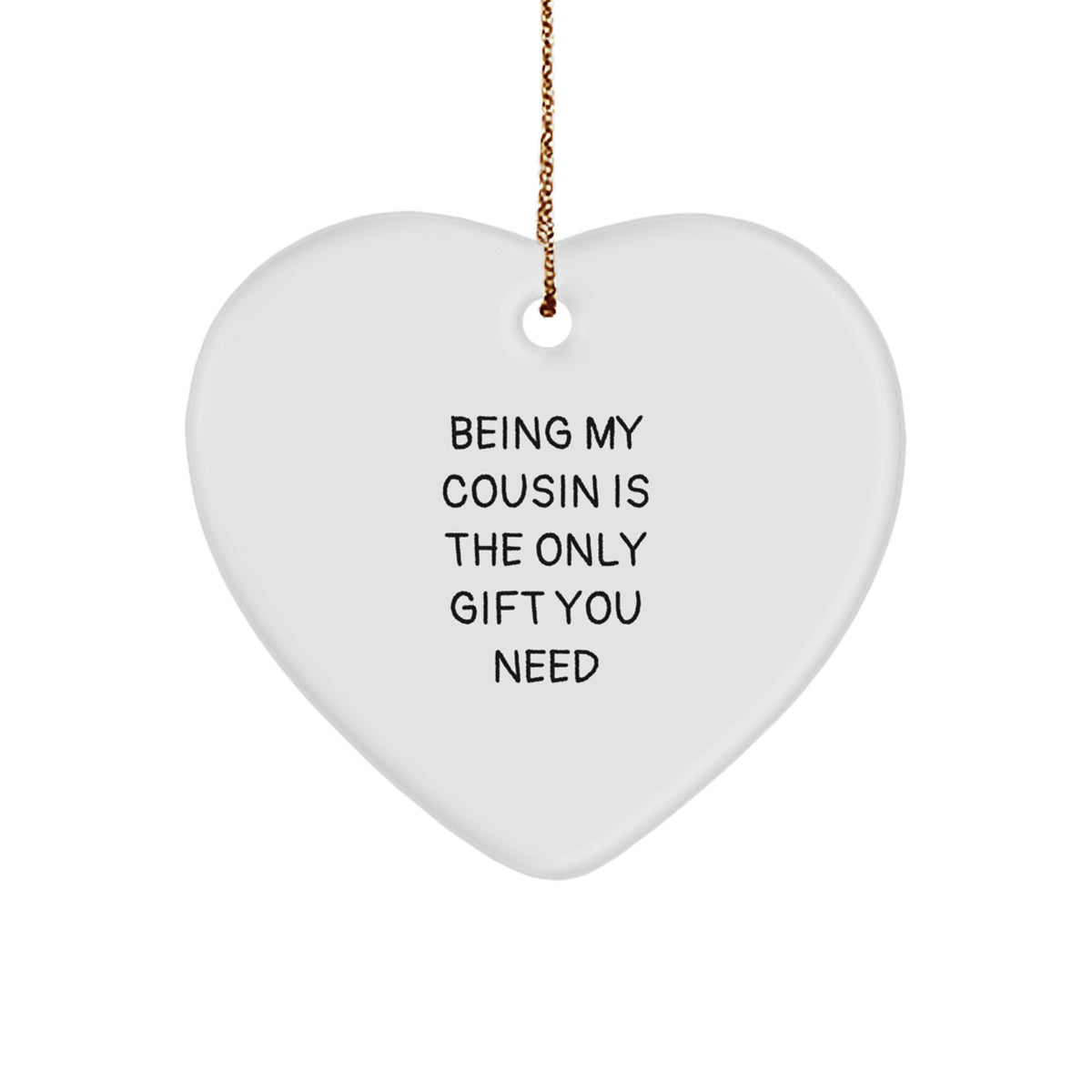 Cousin Keepsake Christmas Ornament for Him Gift – White Heart - Image 1