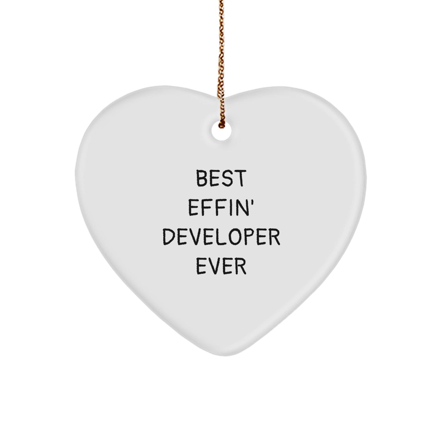 Funny Developer Gifts from Friends for Men, 'Best Effin' Developer Ever' Heart Ornament, Christmas Unique Decor - Image 1