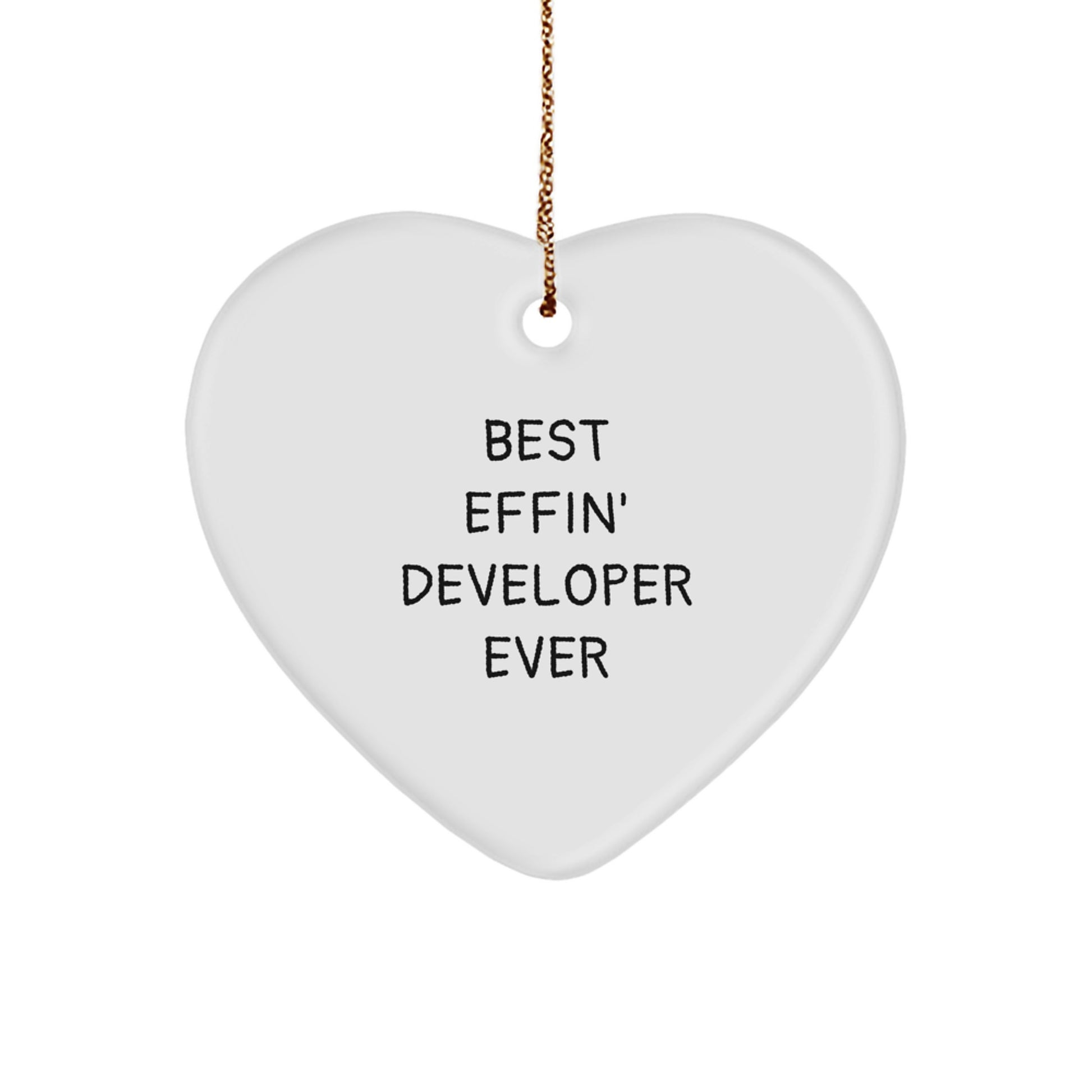 Funny Developer Gifts from Friends for Men, 'Best Effin' Developer Ever' Heart Ornament, Christmas Unique Decor - Image 1